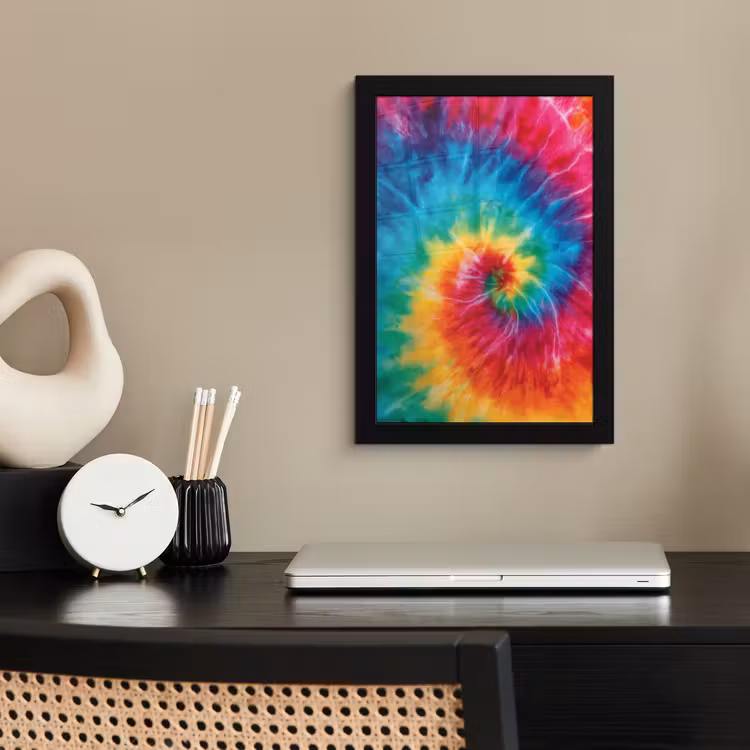 Regenboog - Tie dye - Kleurrijk - Blauw fotolijst zwart zonder passe partout klein -sfeer1
