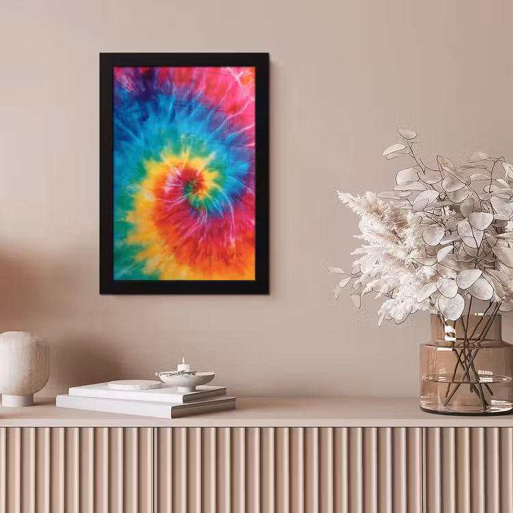Regenboog - Tie dye - Kleurrijk - Blauw fotolijst zwart zonder passe partout klein -sfeer5