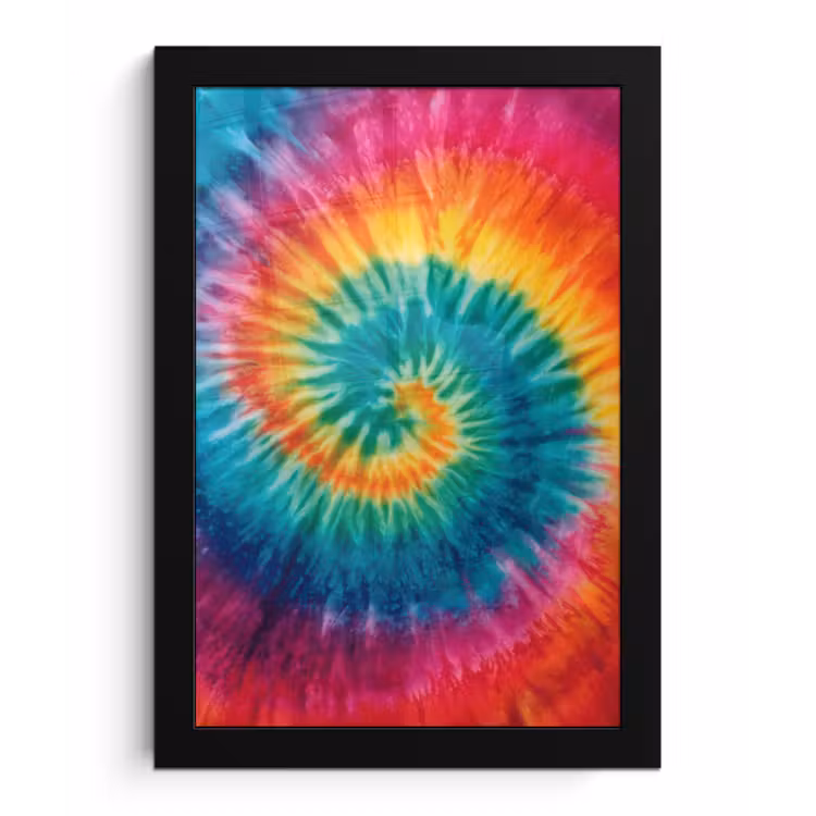 Regenboogkleuren - Tie dye - fotolijst zwart zonder passe partout klein -3d