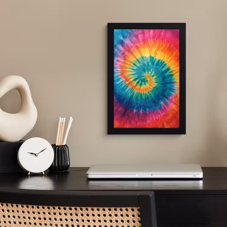 Regenboogkleuren - Tie dye - fotolijst zwart zonder passe partout klein -sfeer1