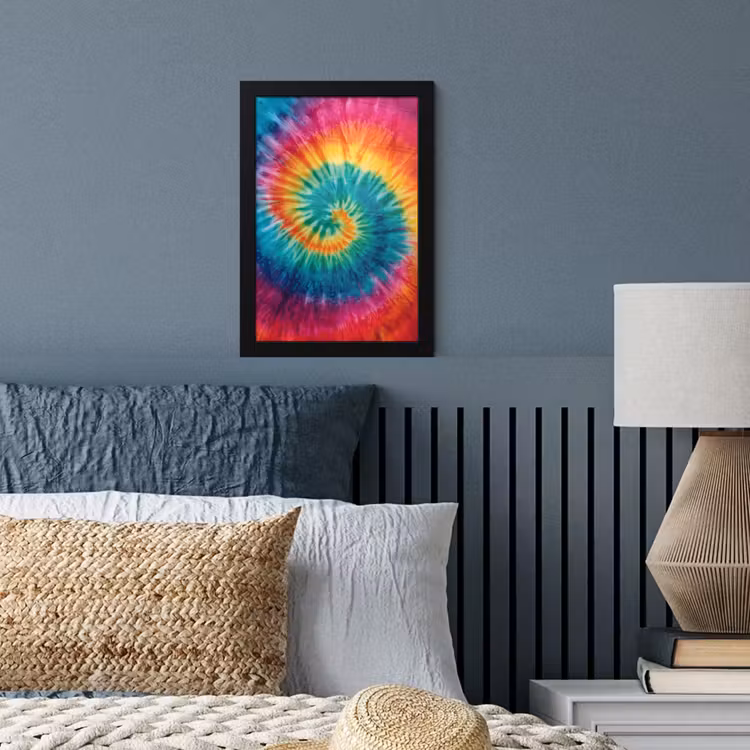 Regenboogkleuren - Tie dye - fotolijst zwart zonder passe partout klein -sfeer3