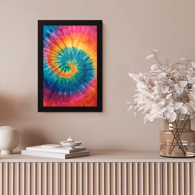 Regenboogkleuren - Tie dye - fotolijst zwart zonder passe partout klein -sfeer5