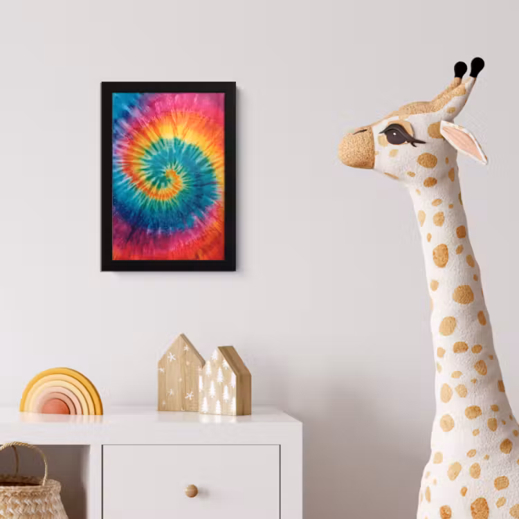 Regenboogkleuren - Tie dye - fotolijst zwart zonder passe partout klein -usfeer4_kinderkamer