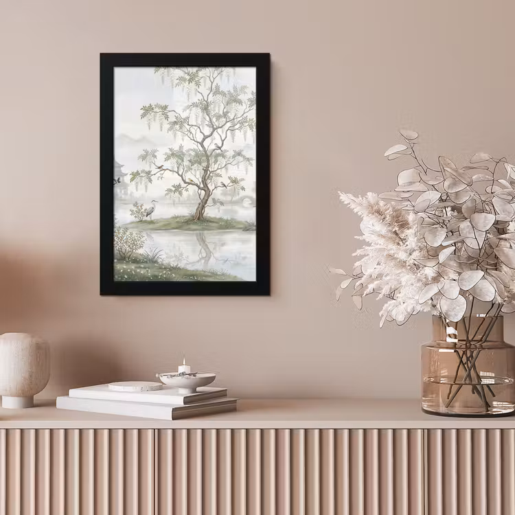 Reiger - Landschap - Groen fotolijst zwart zonder passe partout klein -sfeer5