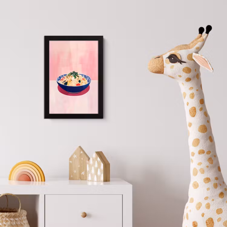Rijst - Illustratie - Kom - Groente fotolijst zwart zonder passe partout klein -usfeer4_kinderkamer