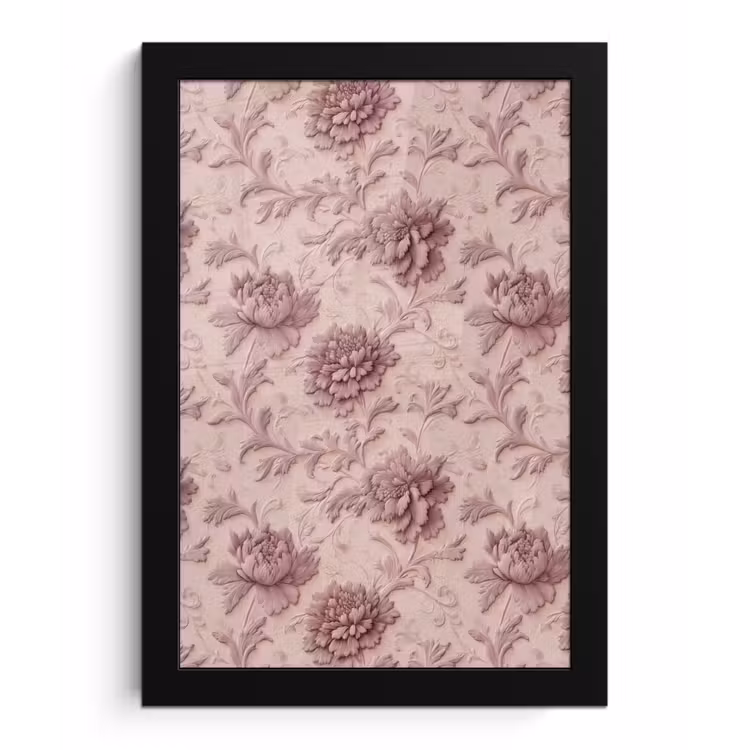 Reliëf - Pioenrozen - Roze fotolijst zwart zonder passe partout klein 224 -3d