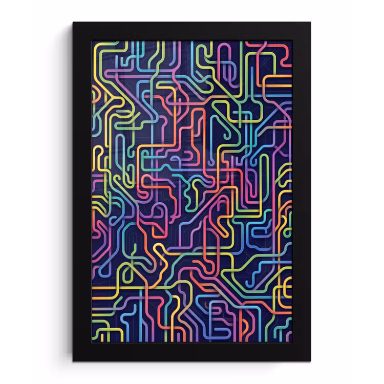 Retro - Abstract - Neon fotolijst zwart zonder passe partout klein -3d