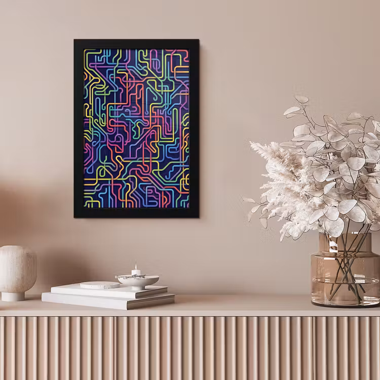 Retro - Abstract - Neon fotolijst zwart zonder passe partout klein -sfeer5