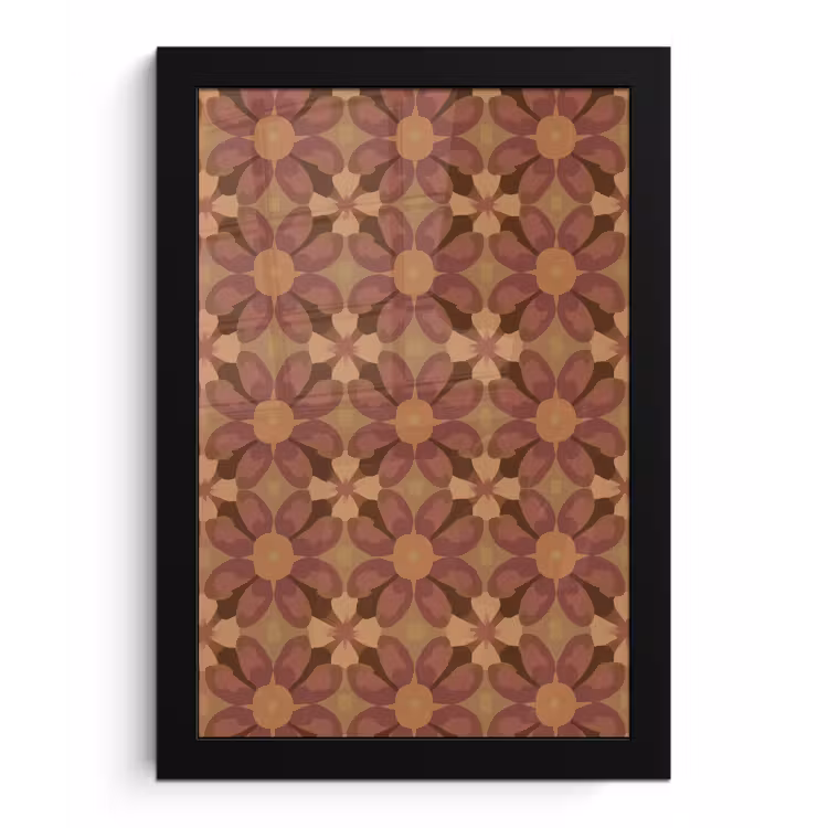 Retro - Bloemen - Bruin fotolijst zwart zonder passe partout klein 224 -3d