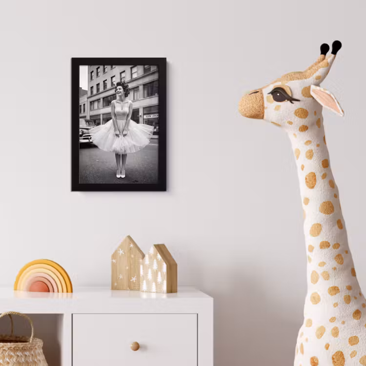 Retro - Vrouw - Zwart - Wit fotolijst zwart zonder passe partout klein -usfeer4_kinderkamer