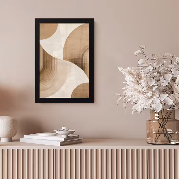 Retro - Geometrische lagen - Aardetinten fotolijst zwart zonder passe partout klein -sfeer5