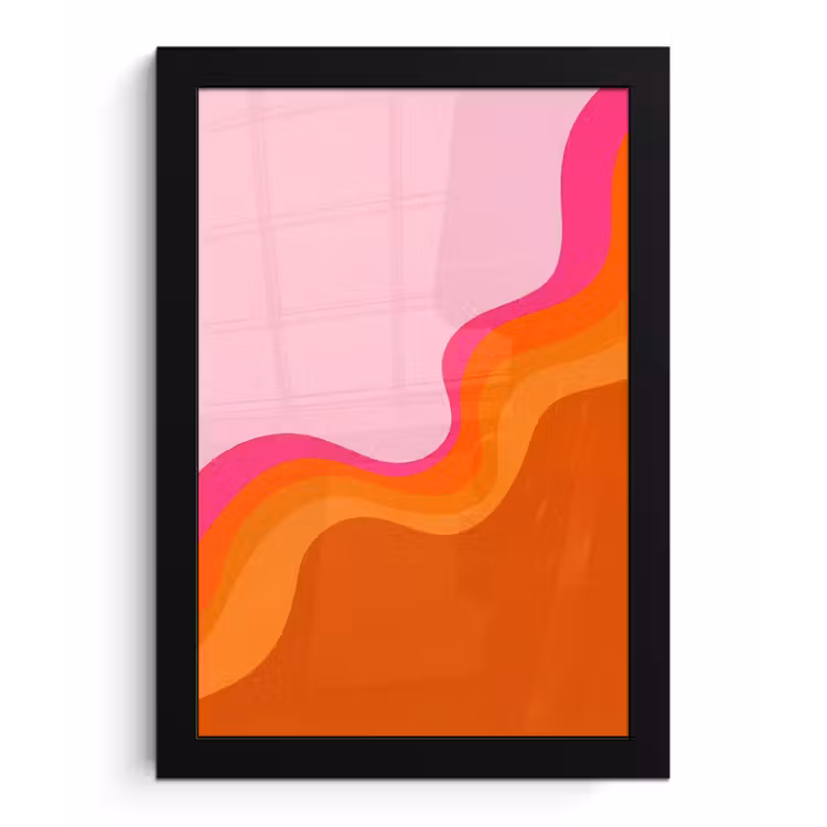 Retro - Waves - Kleurrijk fotolijst zwart zonder passe partout klein -3d