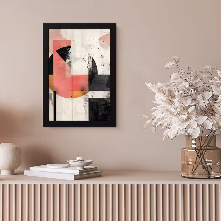 Roze - Abstract - Aesthetic - Modern - Vormen fotolijst zwart zonder passe partout klein -sfeer5