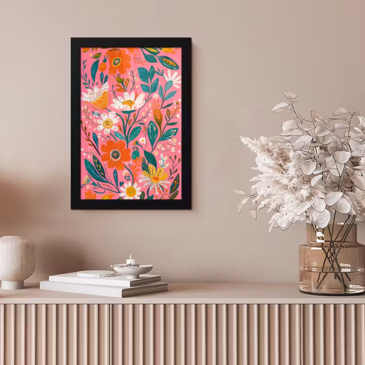 Roze - Bloemen - Wit - Oranje fotolijst zwart zonder passe partout klein -sfeer5