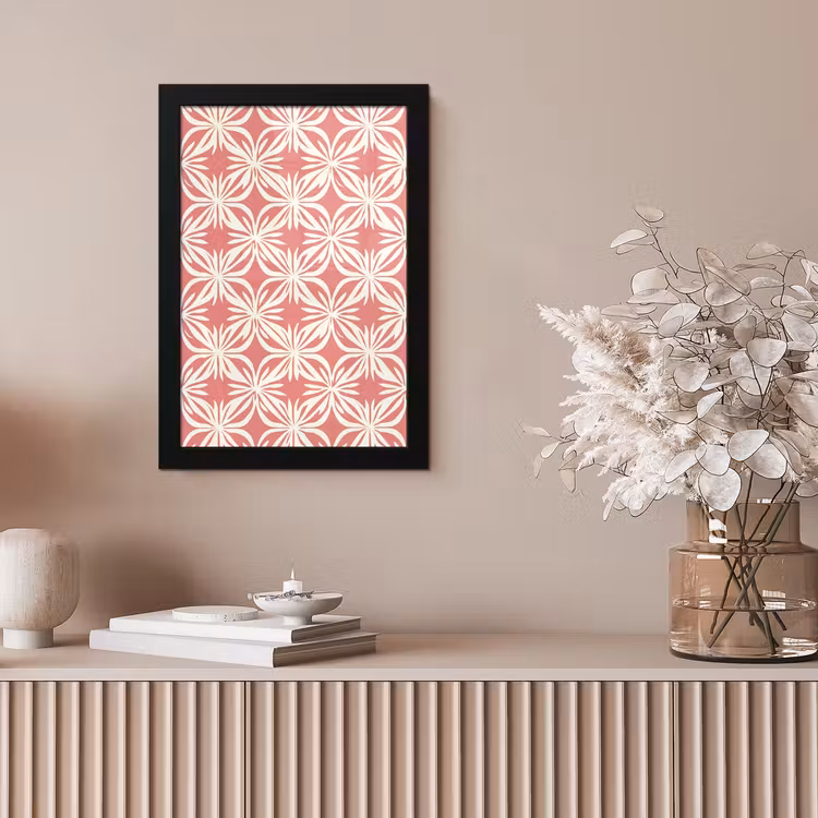 Roze - Bloemenmotief - Wit - Modern fotolijst zwart zonder passe partout klein 224 -sfeer5