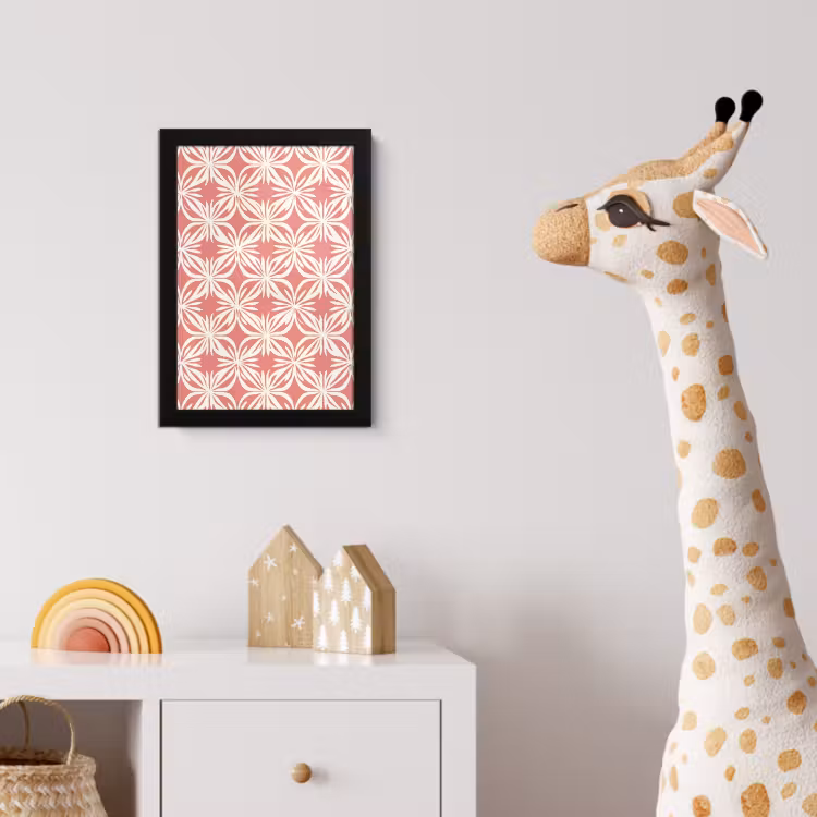 Roze - Bloemenmotief - Wit - Modern fotolijst zwart zonder passe partout klein 224 -usfeer4_kinderkamer