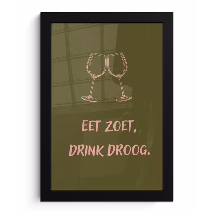 Roze - Groen - Wijn - Quote fotolijst zwart zonder passe partout klein -3d