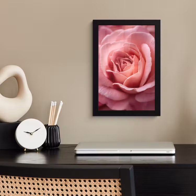 Roze - Roos - Romantisch fotolijst zwart zonder passe partout klein -sfeer1