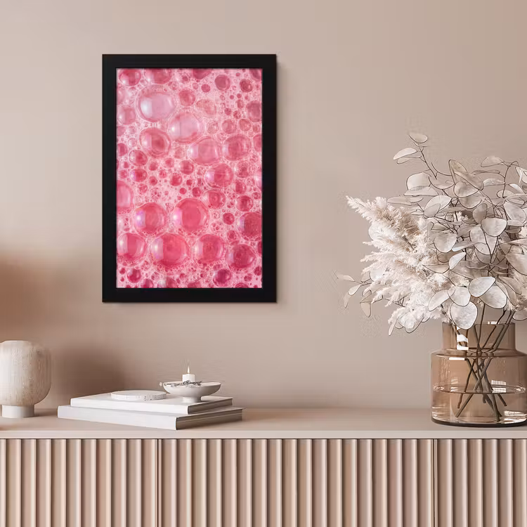 Roze - Schuim - Bubbels fotolijst zwart zonder passe partout klein -sfeer5