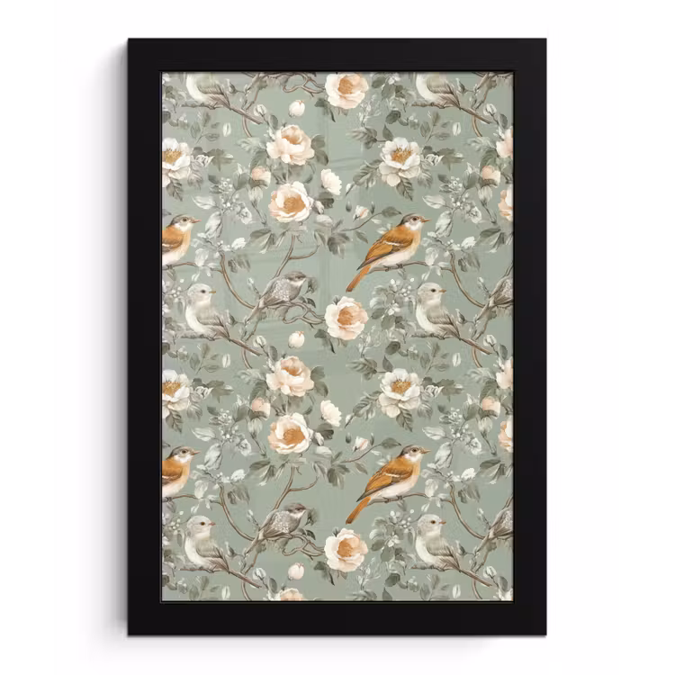 Roze - Vogels - Kleurrijk fotolijst zwart zonder passe partout klein 224 -3d