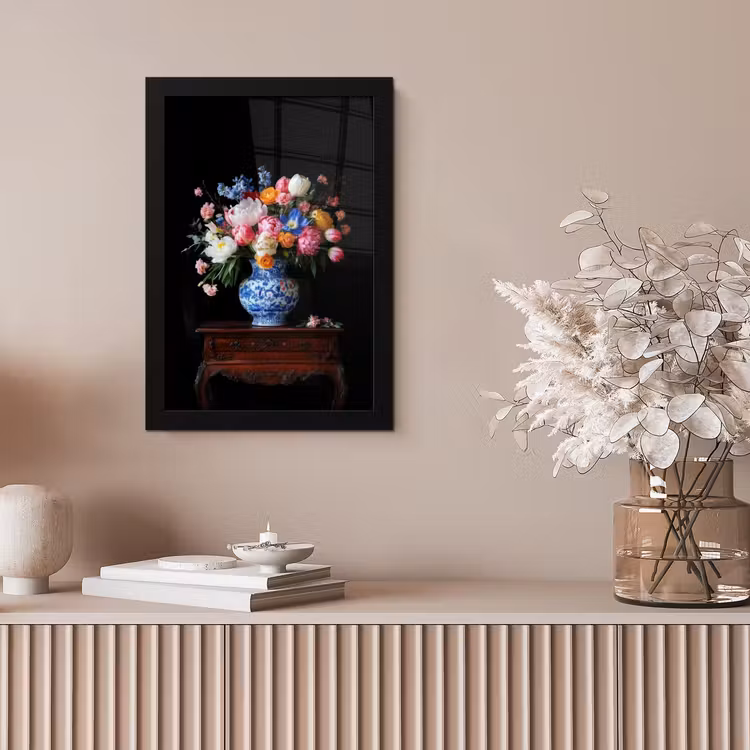 Rozen - Bloemen - Vaas - Boeket fotolijst zwart zonder passe partout klein -sfeer5