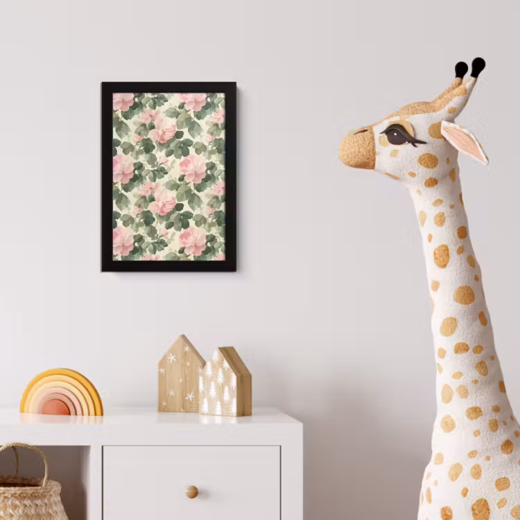 Rozen - Botanisch - Roze fotolijst zwart zonder passe partout klein 224 -usfeer4_kinderkamer