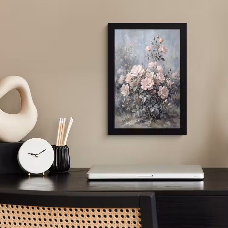 Rozen - Illustratie - Roze fotolijst zwart zonder passe partout klein -sfeer1
