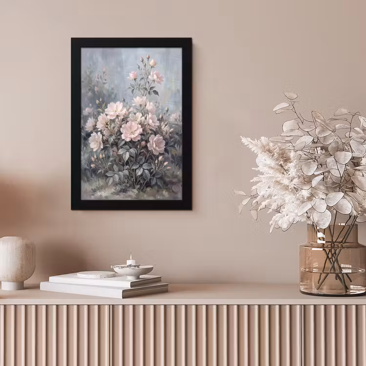 Rozen - Illustratie - Roze fotolijst zwart zonder passe partout klein -sfeer5