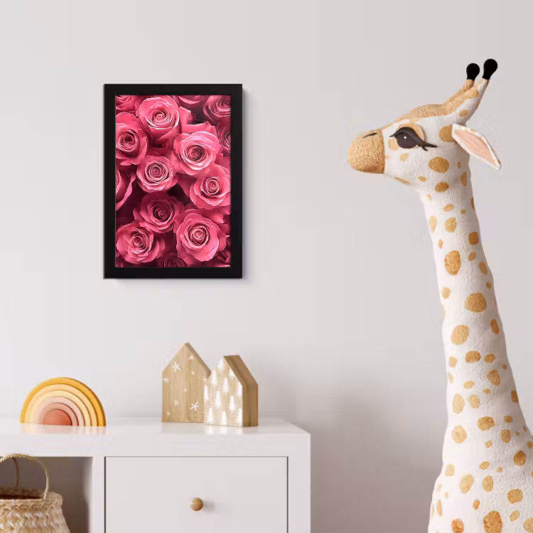 Rozen - Pink - Bloem fotolijst zwart zonder passe partout klein -usfeer4_kinderkamer
