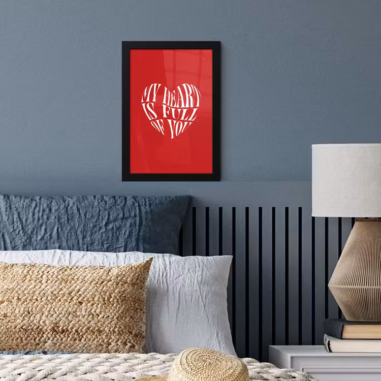 Rood - Hart- Tekst - Valentijn fotolijst zwart zonder passe partout klein -sfeer3