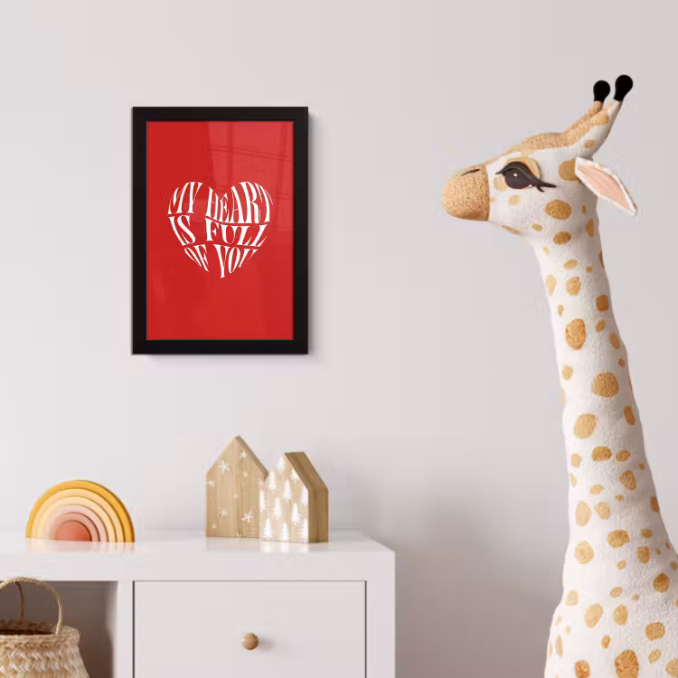 Rood - Hart- Tekst - Valentijn fotolijst zwart zonder passe partout klein -usfeer4_kinderkamer