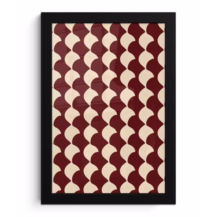 Rood - Tegelpatroon - Crème fotolijst zwart zonder passe partout klein 224 -3d