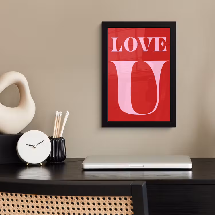 Rood - Love - Valentijn - Roze fotolijst zwart zonder passe partout klein -sfeer1