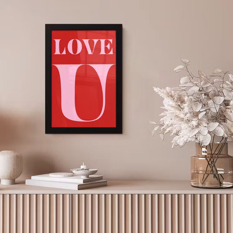 Rood - Love - Valentijn - Roze fotolijst zwart zonder passe partout klein -sfeer5
