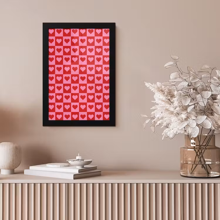 Rood - Roze - Schaakbord - Valentijn fotolijst zwart zonder passe partout klein -sfeer5