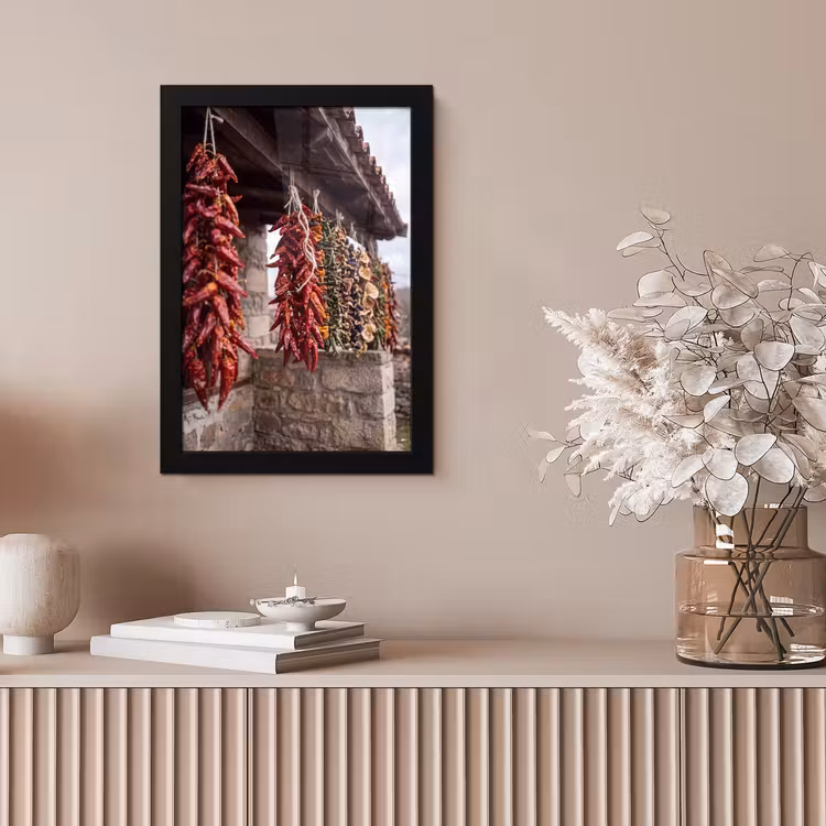 Bilder mit Rahmen - Rote Chilischoten – Essen - Rode pepers - Eten fotolijst zwart zonder passe partout klein