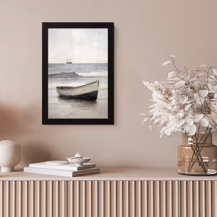 Roeiboot - Zee - Horizon fotolijst zwart zonder passe partout klein -sfeer5