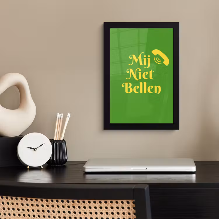 Mij niet bellen - Telefoon - Groen fotolijst zwart zonder passe partout klein -sfeer1