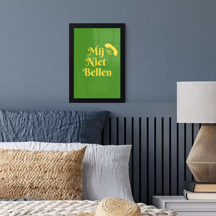 Mij niet bellen - Telefoon - Groen fotolijst zwart zonder passe partout klein -sfeer3