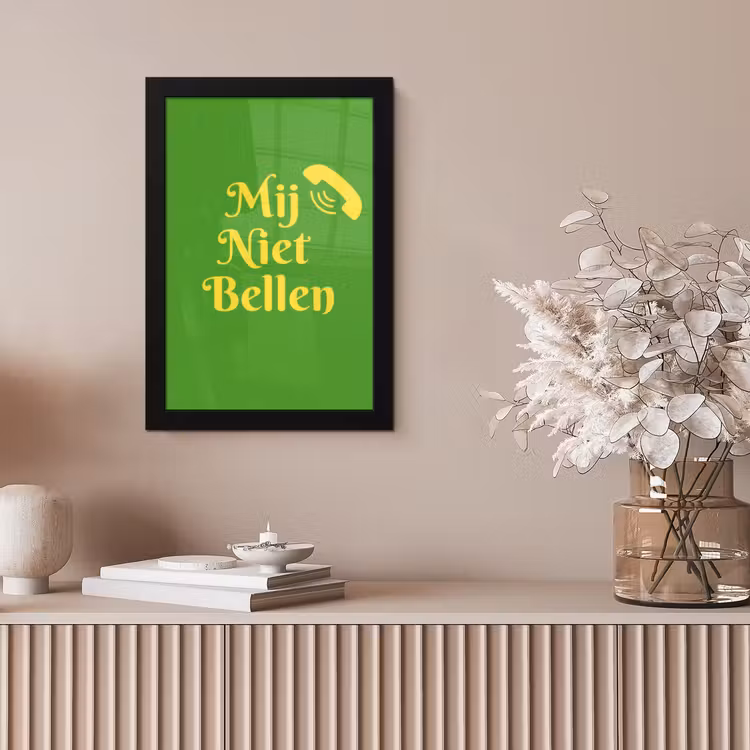 Mij niet bellen - Telefoon - Groen fotolijst zwart zonder passe partout klein -sfeer5