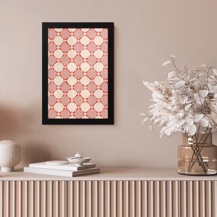 Ruiten - Sterren - Vintage - Oudroze - Rood fotolijst zwart zonder passe partout klein 224 -sfeer5