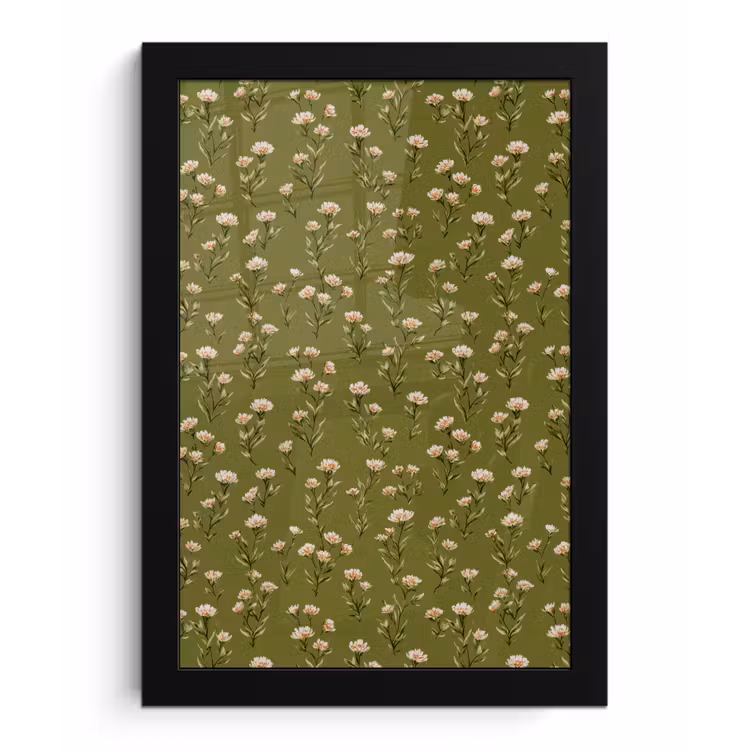 Landelijk - Bloemen - Groen fotolijst zwart zonder passe partout klein 224 -3d
