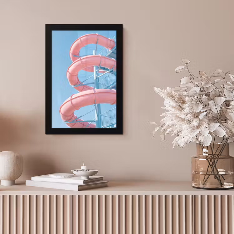 Glijbaan - Waterpark - Spiraal - Modern - Roze fotolijst zwart zonder passe partout klein -sfeer5