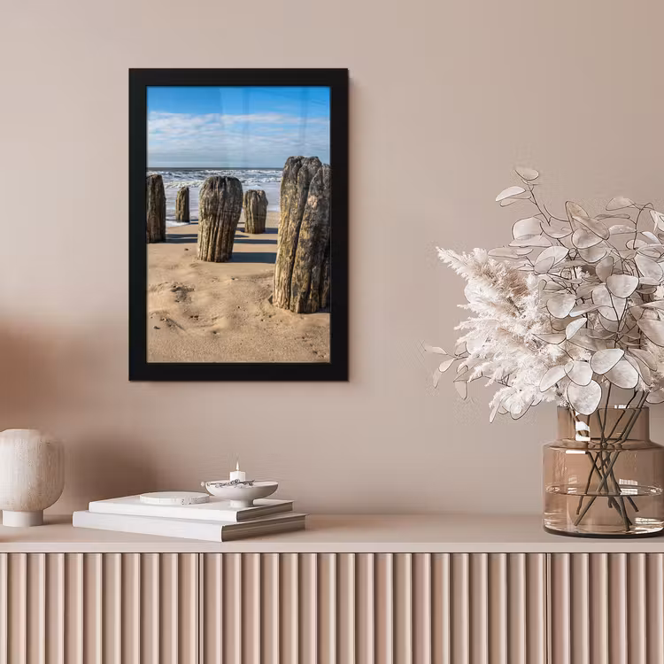 Zand - Strand - Paal - Water - Zomer fotolijst zwart zonder passe partout klein -sfeer5