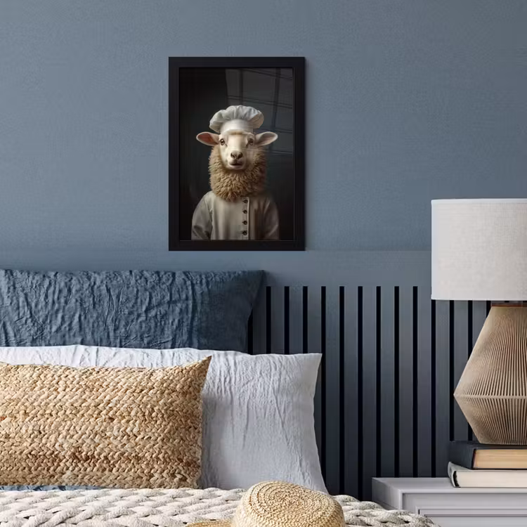 Schaap - Wol - Kok fotolijst zwart zonder passe partout klein -sfeer3