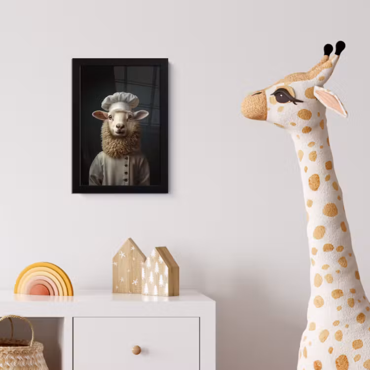 Schaap - Wol - Kok fotolijst zwart zonder passe partout klein -usfeer4_kinderkamer