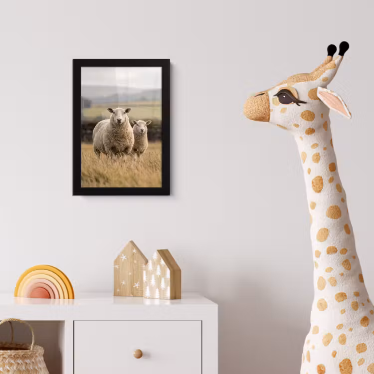 Schapen - Weidenlandschap - Heuvels fotolijst zwart zonder passe partout klein -usfeer4_kinderkamer