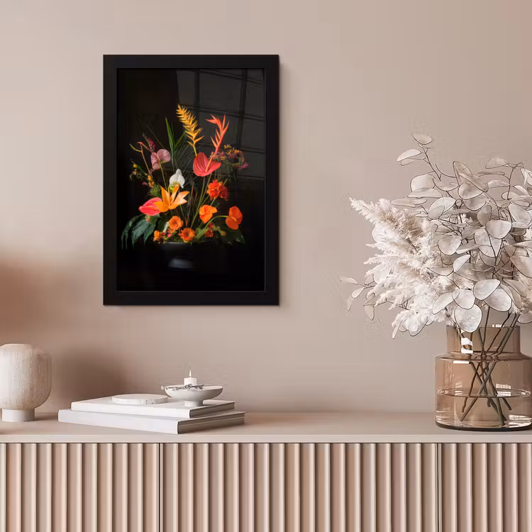 Schaal - Boeket - Bloemen fotolijst zwart zonder passe partout klein -sfeer5