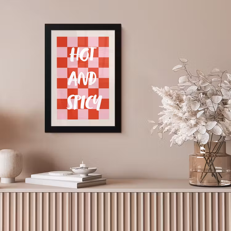 Hot - Spicy - Geruit - Rood fotolijst zwart zonder passe partout klein -sfeer5