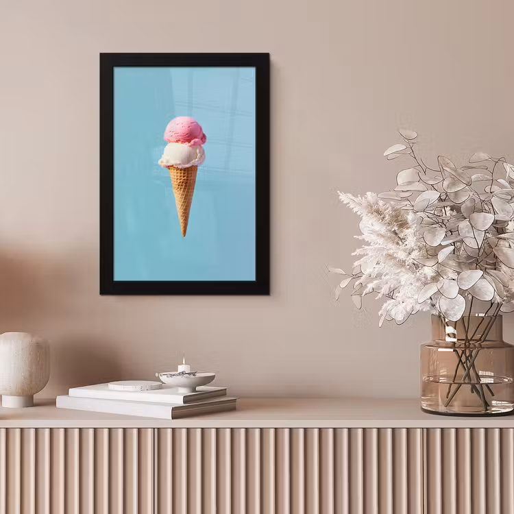 Bolletjes - Schepijs - Hoorntje - Blauw fotolijst zwart zonder passe partout klein -sfeer5